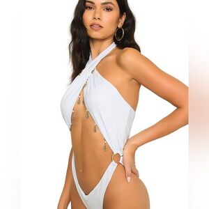 NWT BEACH BUNNY Sybil wrap one piece swimsuit in white size large